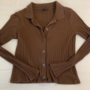 Zara brown long sleeve cardigan sweater